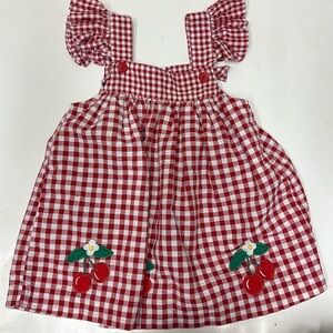 Good Lad vintage red white gingham cherry dress 24 months